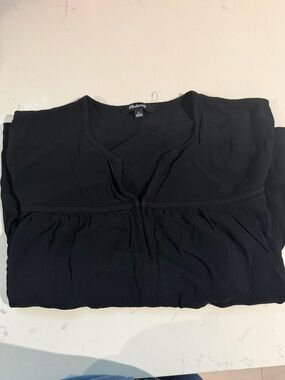 Madewell Black V-Neck Tunic Top with Gathered Waist